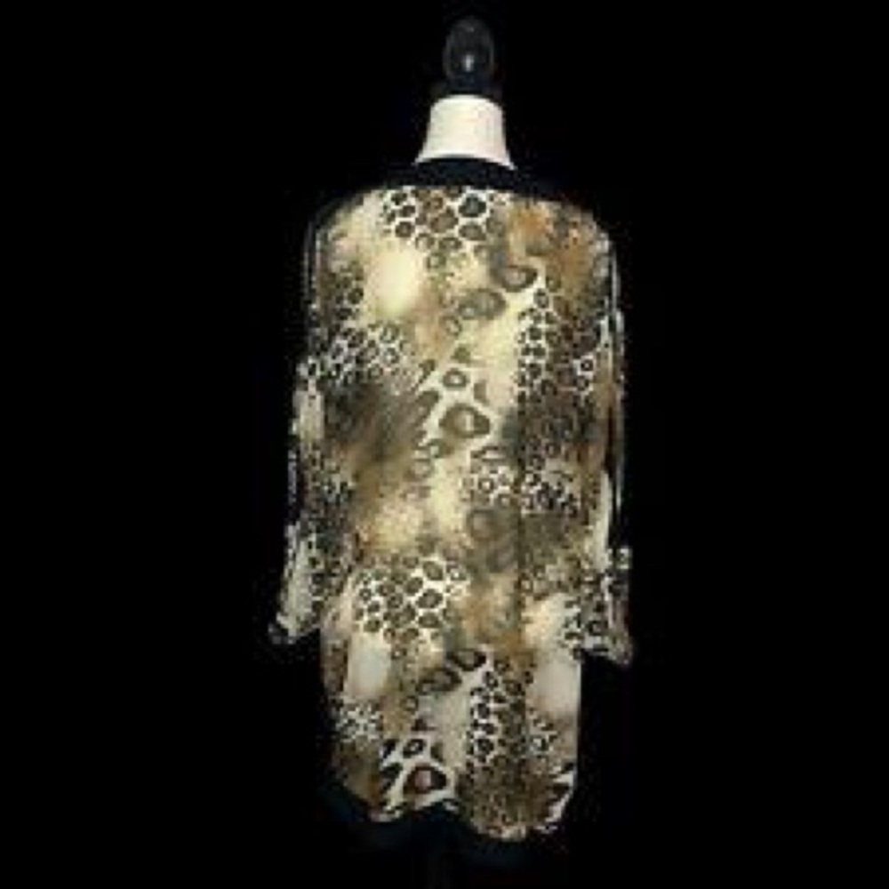 Chico’s Sheer Animal Print‎ Open Front Kimono Cardigan Size 2 Large - Picture 5 of 6